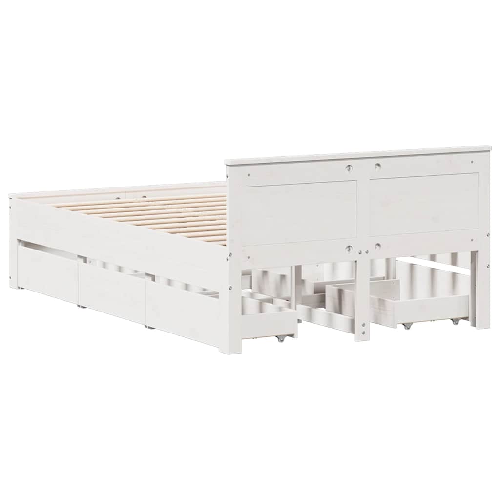 Cadre de lit sans matelas avec tête de lit blanc 135x190 cm pin - XIOS