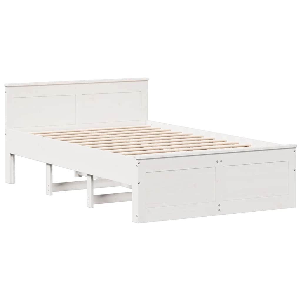 Cadre de lit sans matelas avec tête de lit blanc 135x190 cm pin - XIOS