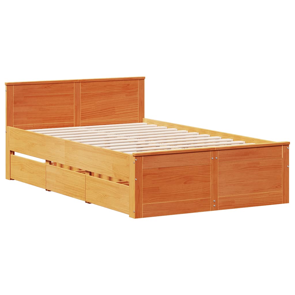 Cadre de lit sans matelas avec tête de lit brun cire 135x190 cm - XIOS