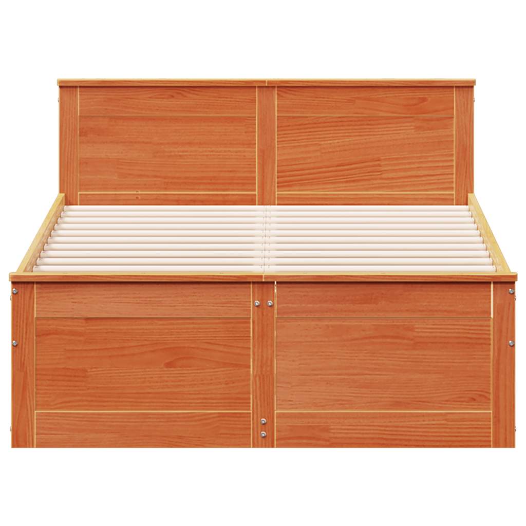 Cadre de lit sans matelas avec tête de lit brun cire 135x190 cm - XIOS