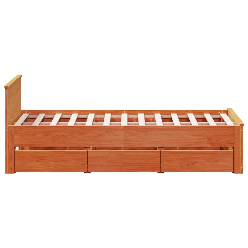 Cadre de lit sans matelas avec tête de lit brun cire 135x190 cm - XIOS