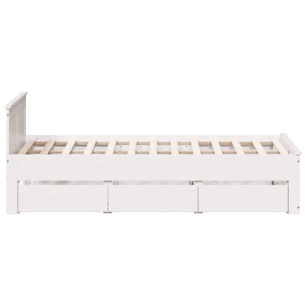 Cadre de lit sans matelas avec tête de lit blanc 120x190 cm pin - XIOS