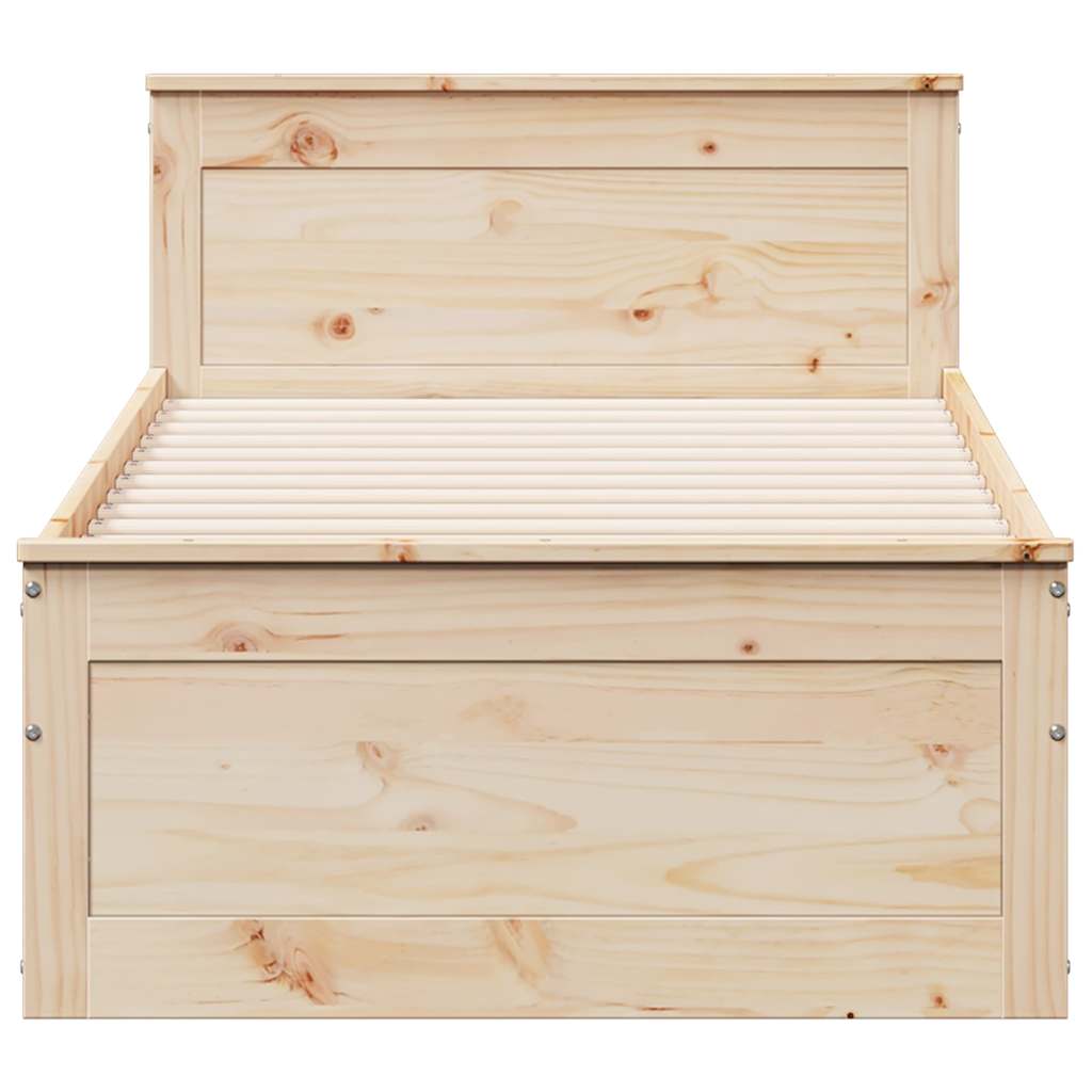 Cadre de lit sans matelas avec tête de lit 75x190 cm pin massif - XIOS