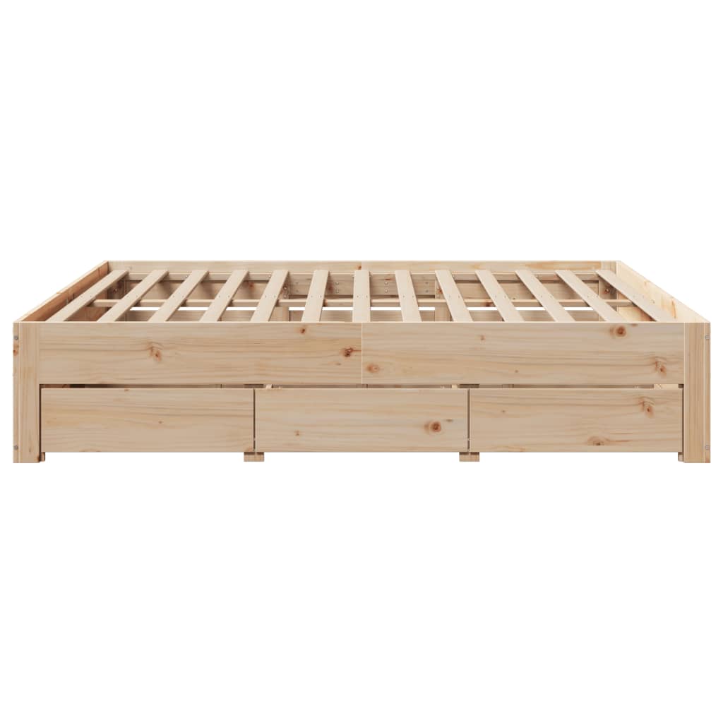 Cadre de lit sans matelas avec tiroirs 200x200 cm bois de pin - XIOS