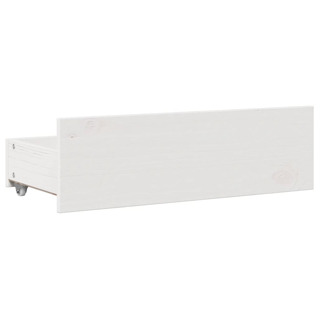 Cadre de lit sans matelas avec tiroirs blanc 160x200cm bois pin - XIOS