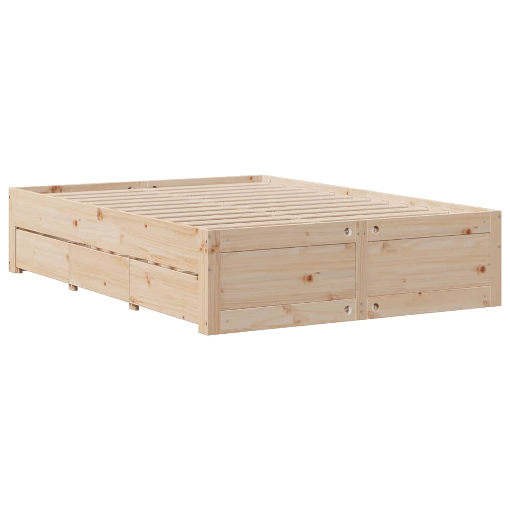 Cadre de lit sans matelas avec tiroirs 150x200 cm bois de pin - XIOS