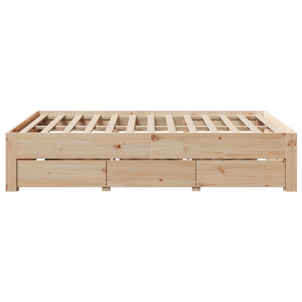 Cadre de lit sans matelas avec tiroirs 150x200 cm bois de pin - XIOS