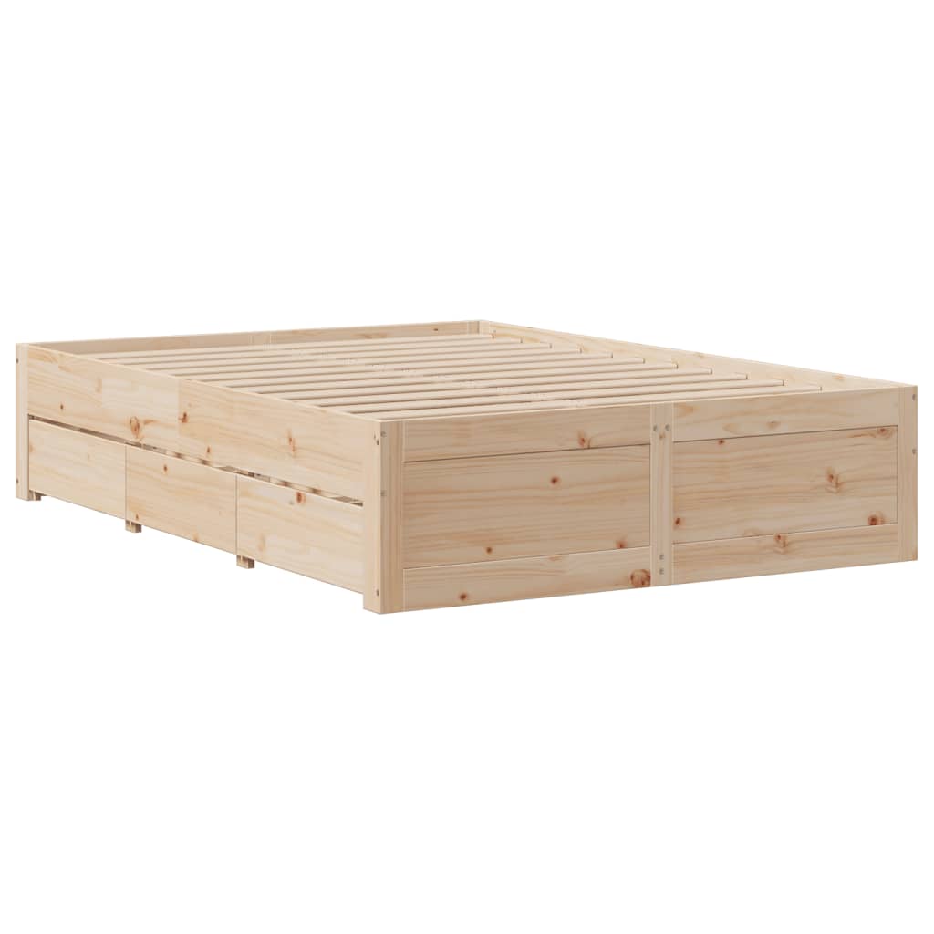 Cadre de lit sans matelas avec tiroirs 150x200 cm bois de pin - XIOS