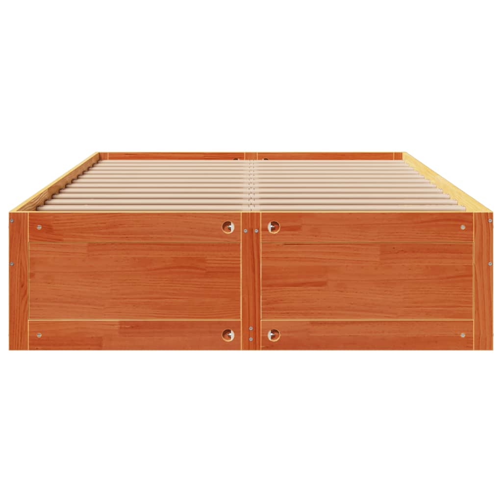 Cadre de lit sans matelas avec tiroirs brun cire 150x200 cm pin - XIOS