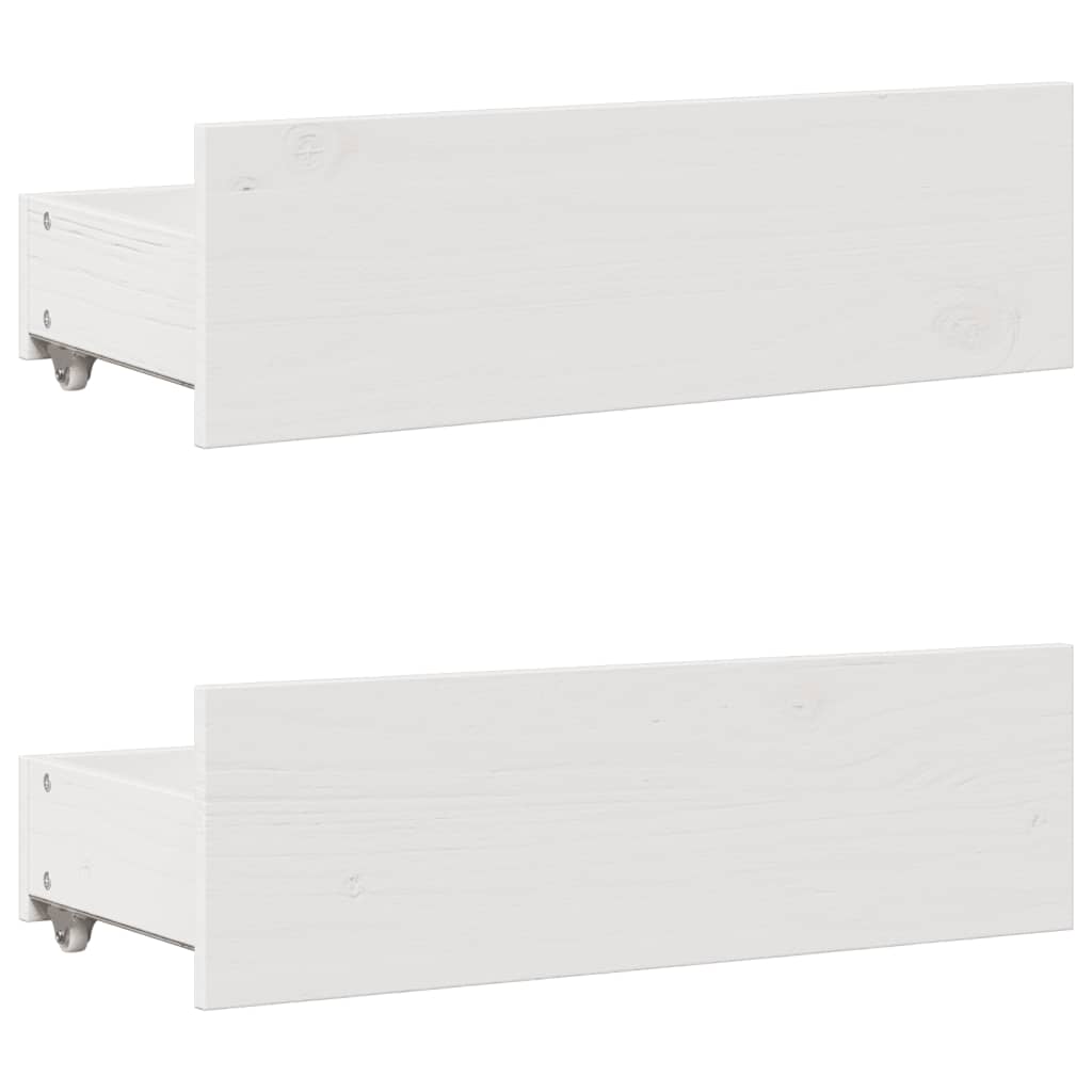 Cadre de lit sans matelas avec tiroirs blanc 140x200cm bois pin - XIOS