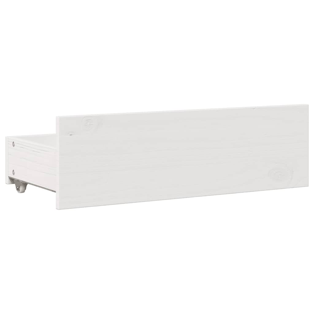 Cadre de lit sans matelas avec tiroirs blanc 140x200cm bois pin - XIOS