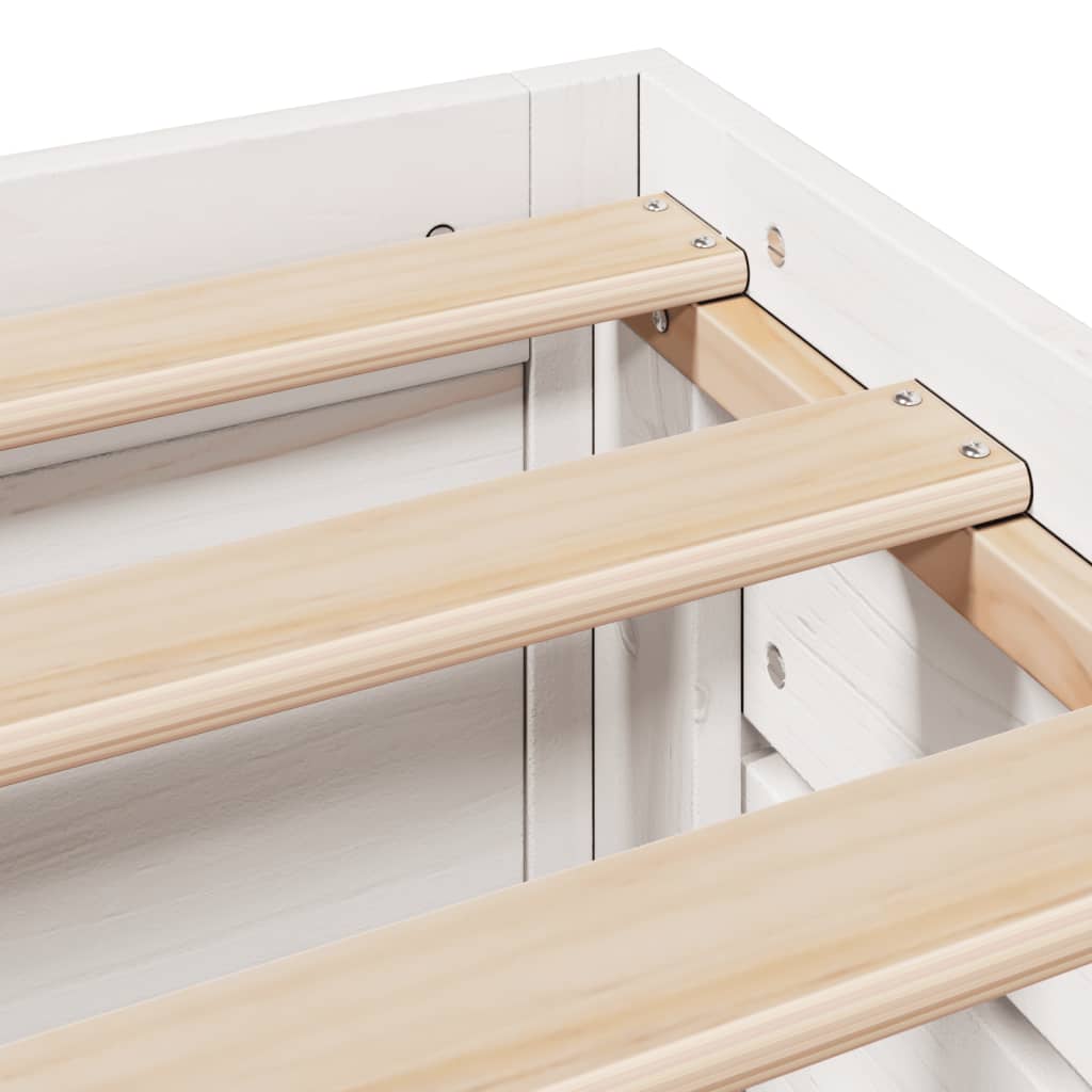 Cadre de lit sans matelas avec tiroirs blanc 140x200cm bois pin - XIOS