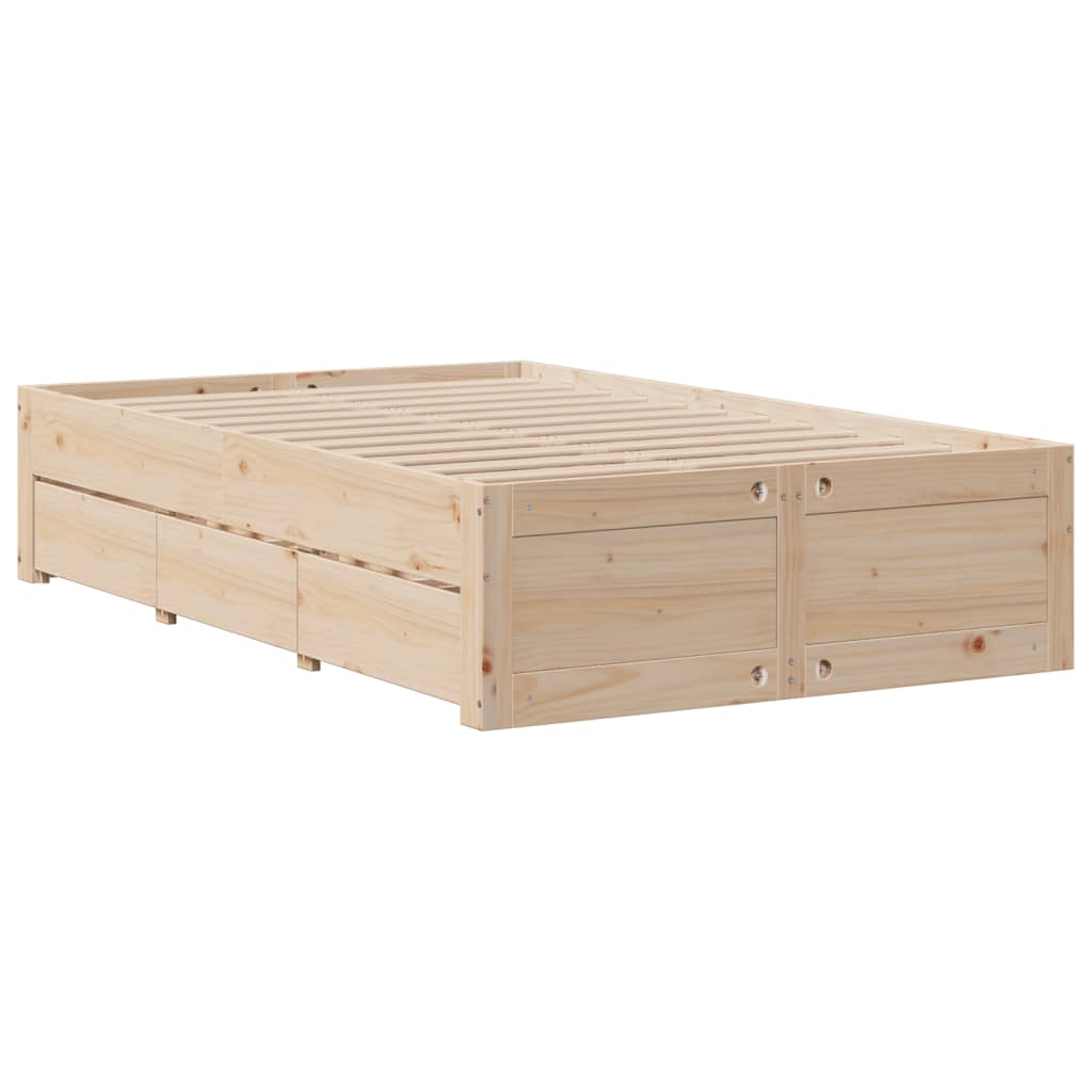 Cadre de lit sans matelas avec tiroirs 120x200 cm bois pin - XIOS