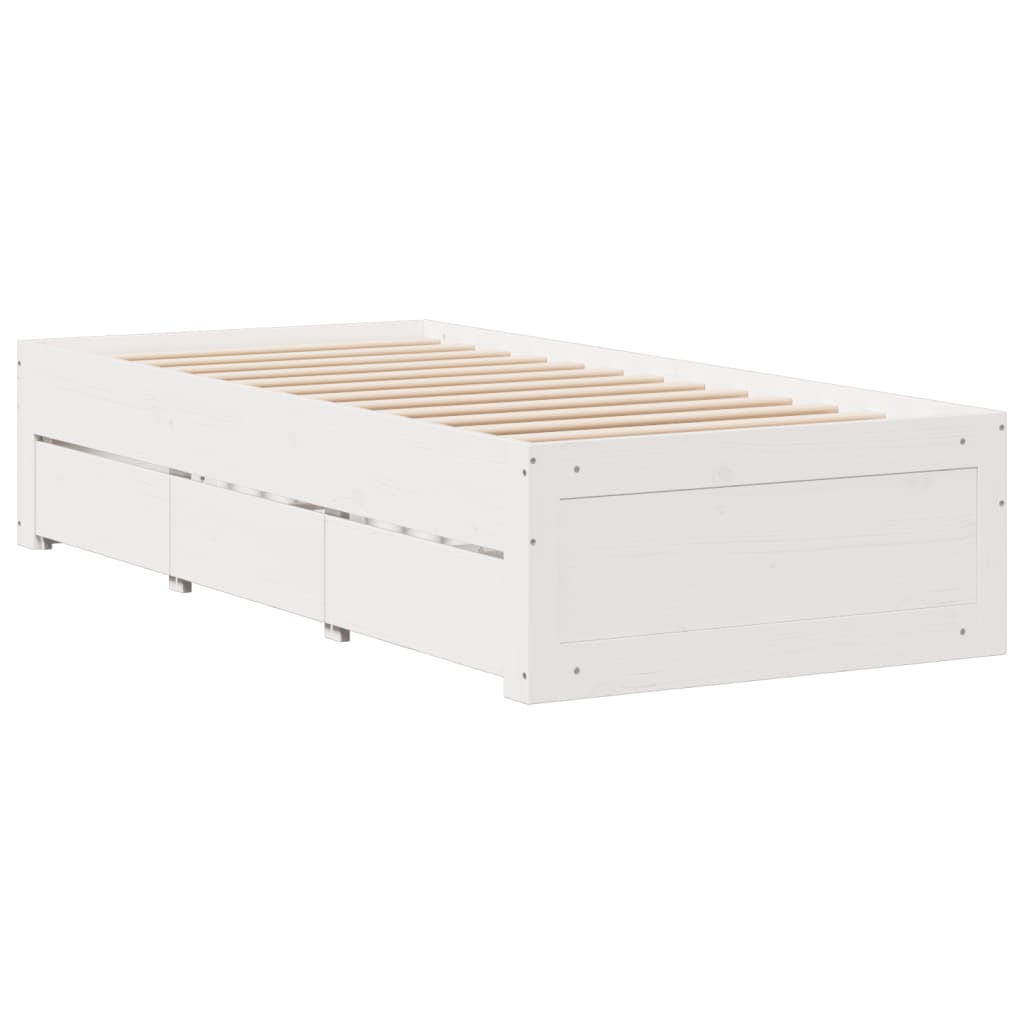 Cadre de lit sans matelas avec tiroirs 90x200 cm bois de pin - XIOS