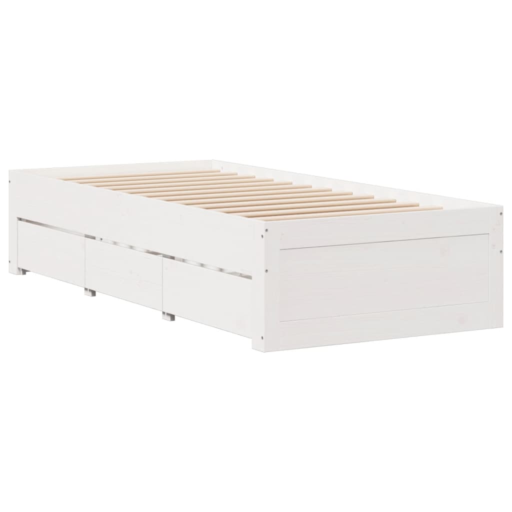 Cadre de lit sans matelas avec tiroirs 90x200 cm bois de pin - XIOS
