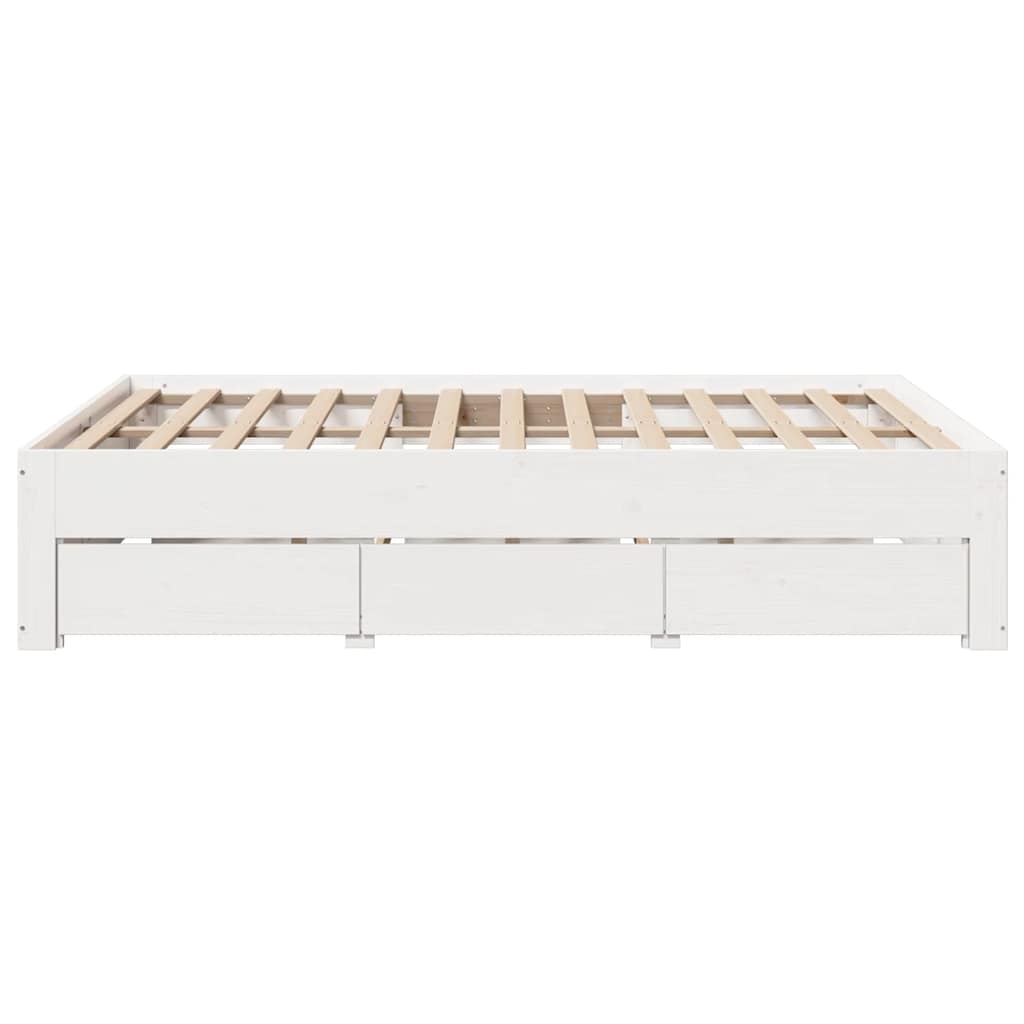 Cadre de lit sans matelas avec tiroirs 140x190 cm bois de pin - XIOS