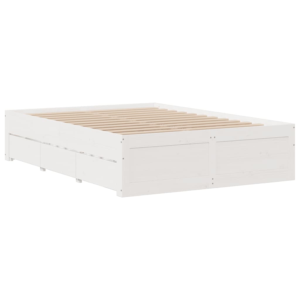 Cadre de lit sans matelas avec tiroirs 140x190 cm bois de pin - XIOS