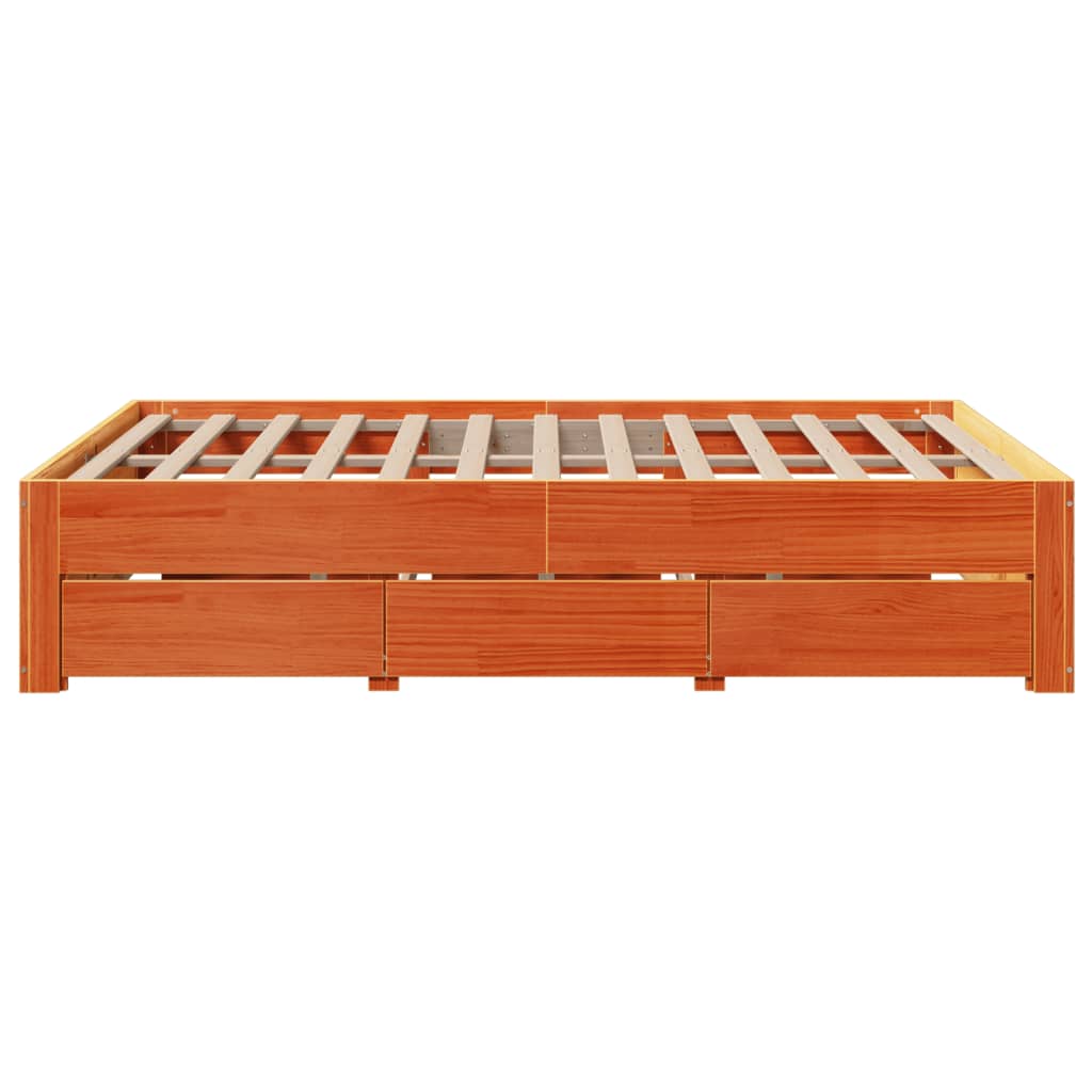 Cadre de lit sans matelas avec tiroirs 140x190 cm bois de pin - XIOS