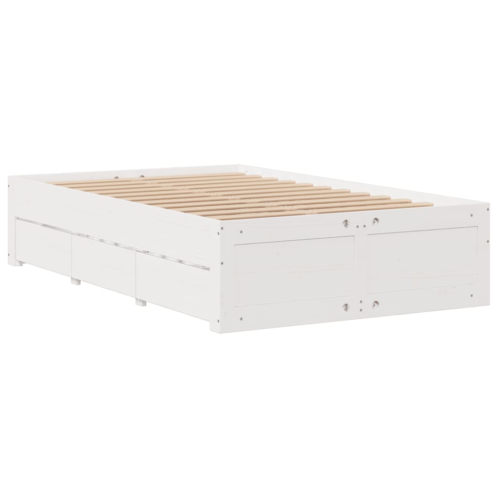 Cadre de lit sans matelas avec tiroirs 135x190 cm bois de pin - XIOS
