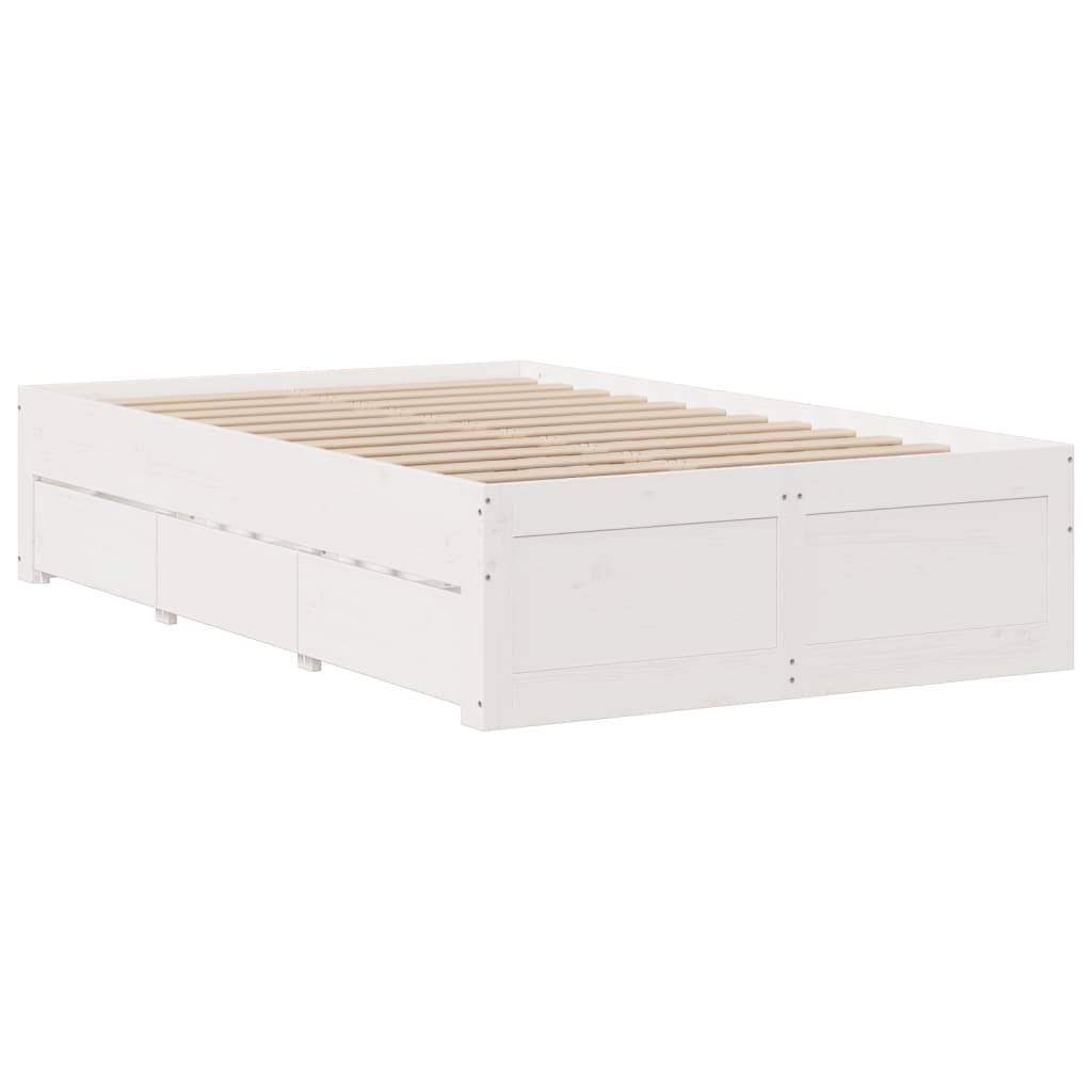 Cadre de lit sans matelas avec tiroirs 135x190 cm bois de pin - XIOS