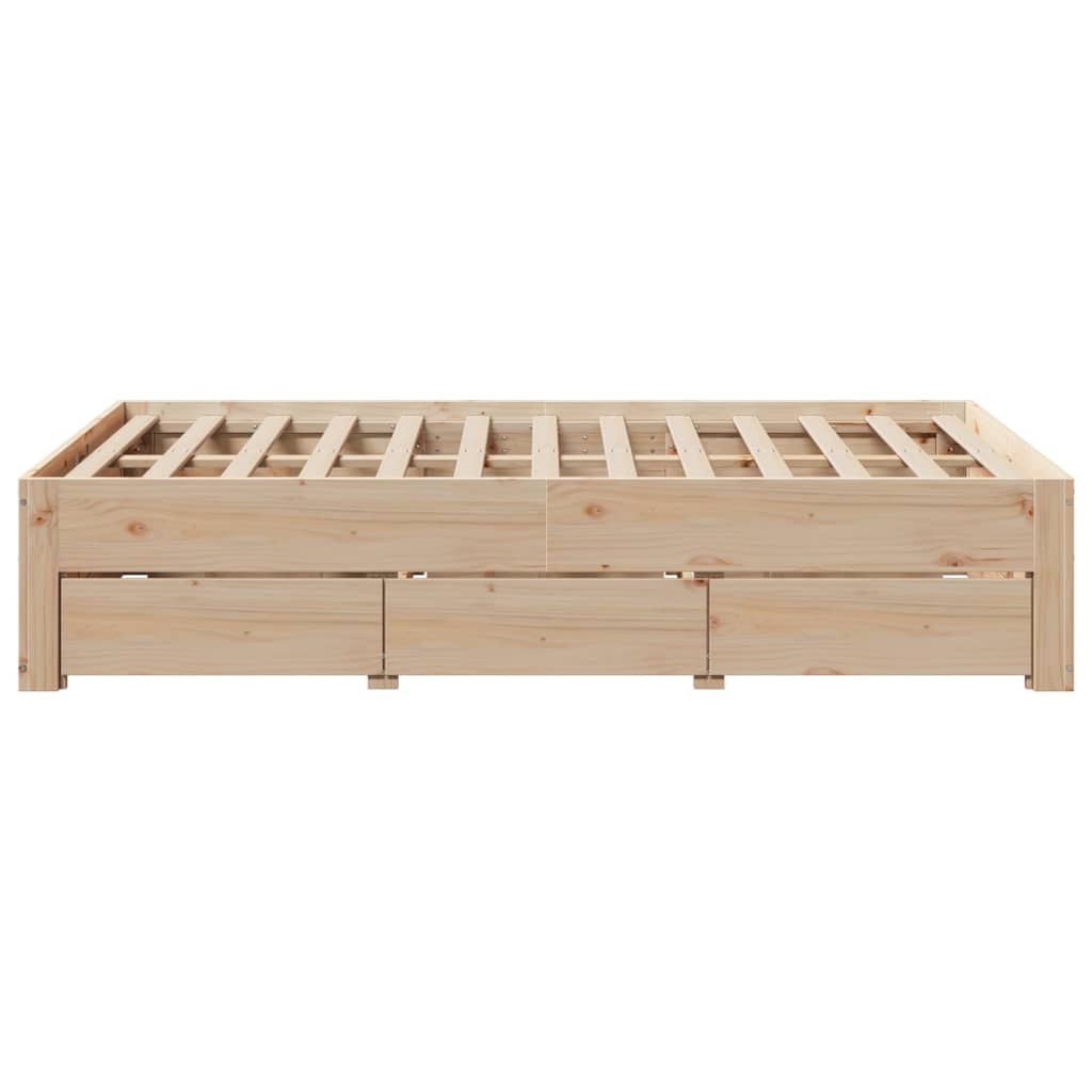Cadre de lit sans matelas avec tiroirs 120x190 cm bois de pin - XIOS