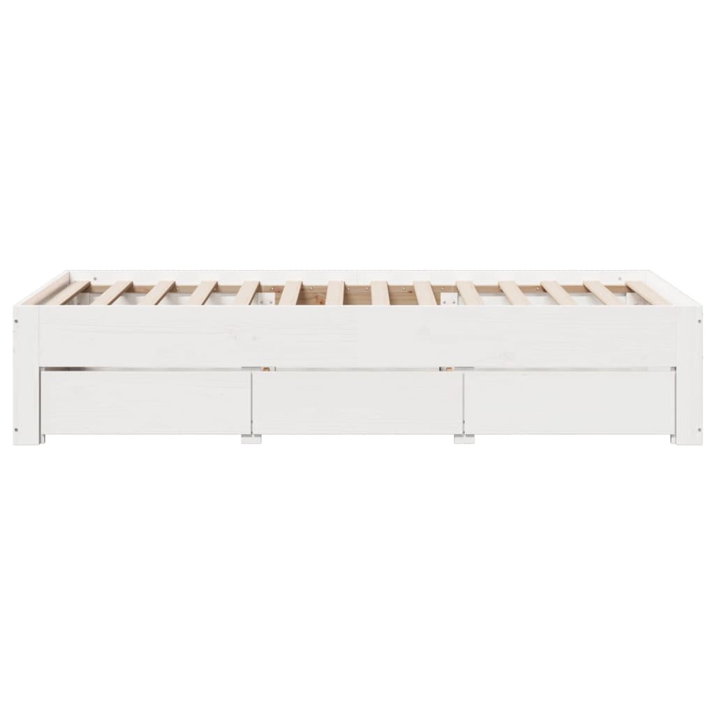 Cadre de lit sans matelas avec tiroirs 90x190 cm bois de pin - XIOS