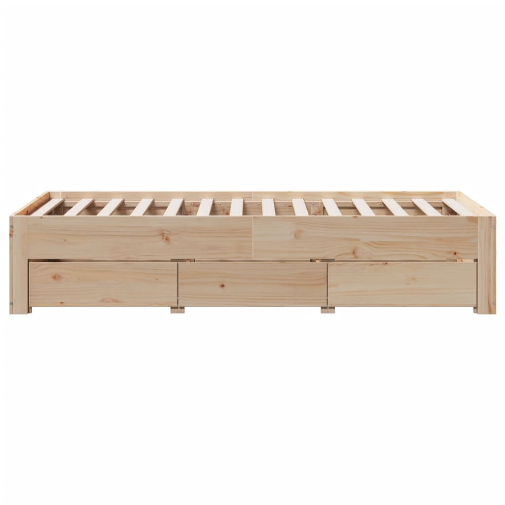 Cadre de lit sans matelas avec tiroirs 75x190 cm bois de pin - XIOS