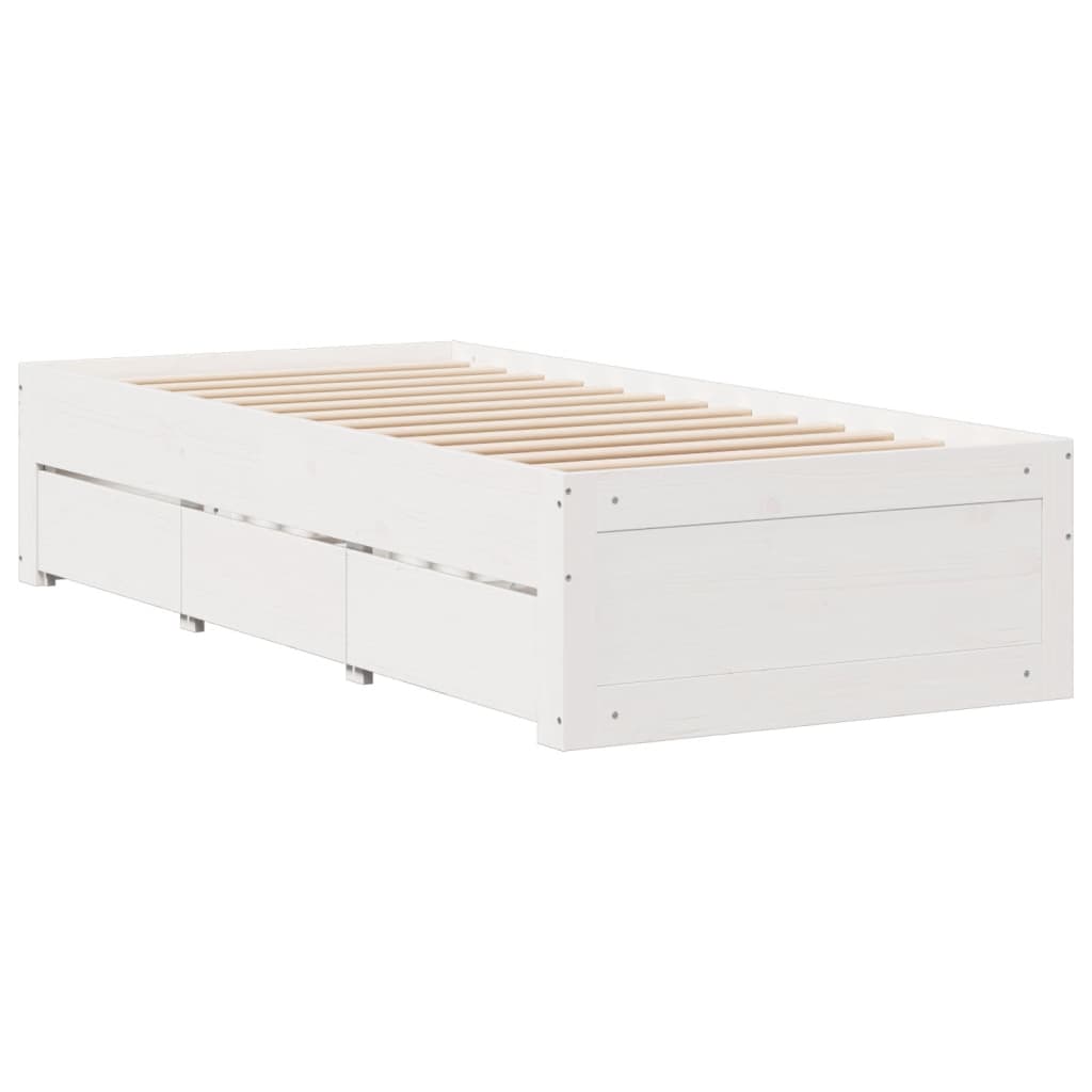 Cadre de lit sans matelas avec tiroirs 75x190 cm bois de pin - XIOS