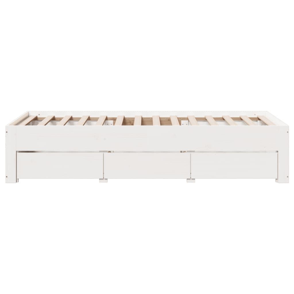 Cadre de lit sans matelas avec tiroirs 75x190 cm bois de pin - XIOS