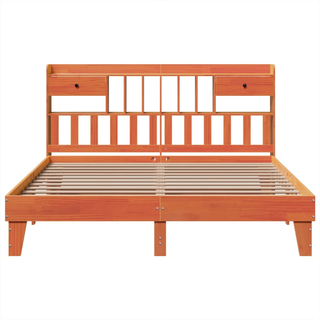 Cadre de lit sans matelas cire marron 200x200cm bois pin massif - XIOS