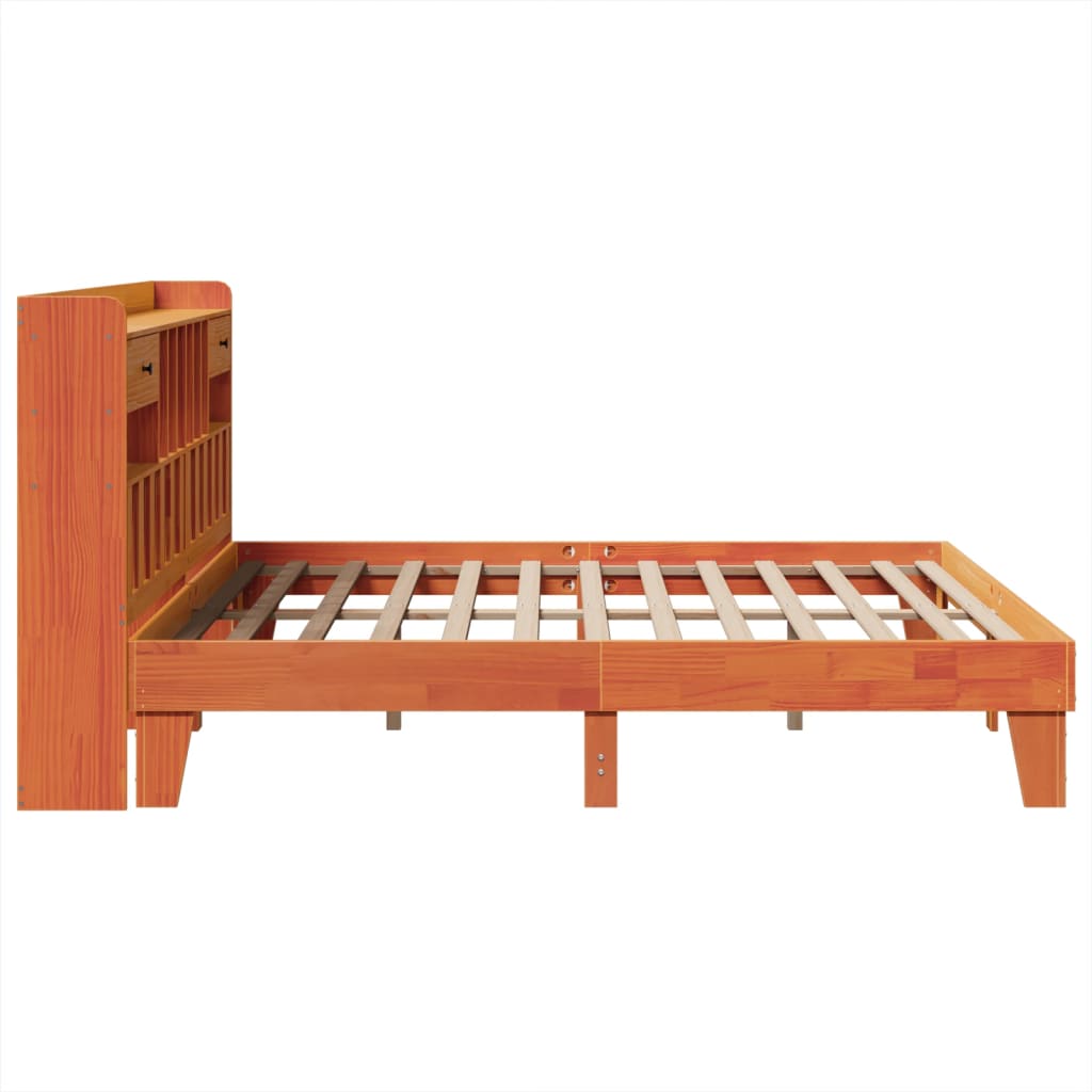 Cadre de lit sans matelas cire marron 200x200cm bois pin massif - XIOS