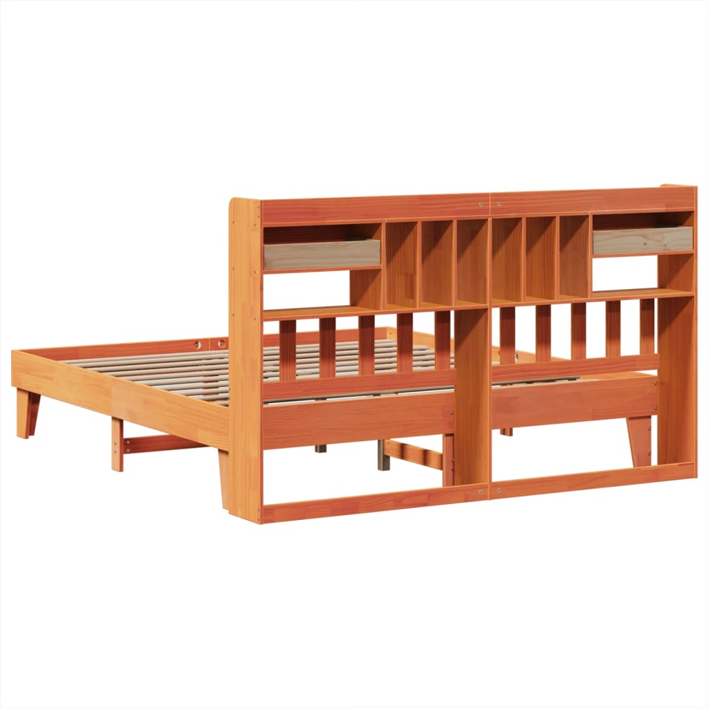 Cadre de lit sans matelas cire marron 200x200cm bois pin massif - XIOS