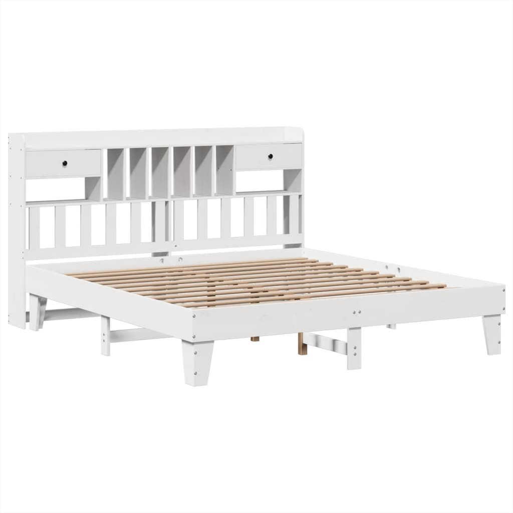 Cadre de lit sans matelas blanc 180x200 cm bois massif de pin - XIOS