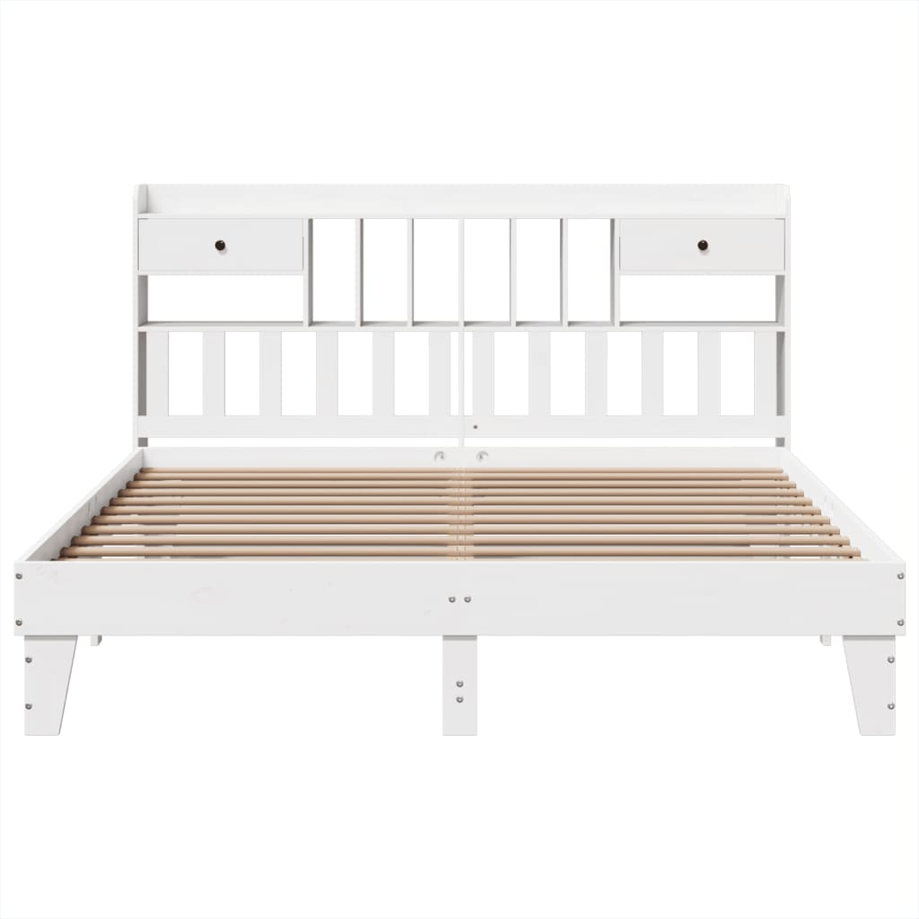 Cadre de lit sans matelas blanc 180x200 cm bois massif de pin - XIOS