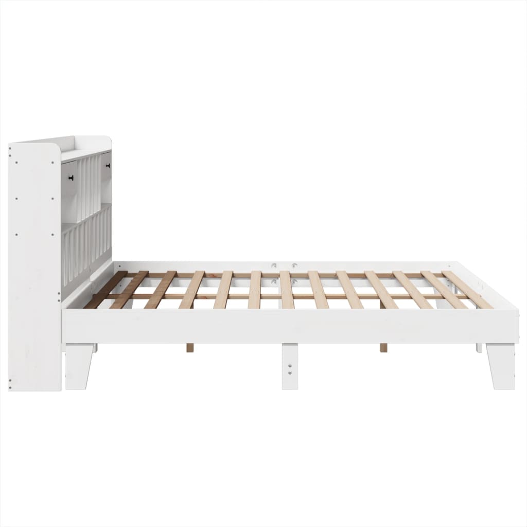 Cadre de lit sans matelas blanc 180x200 cm bois massif de pin - XIOS