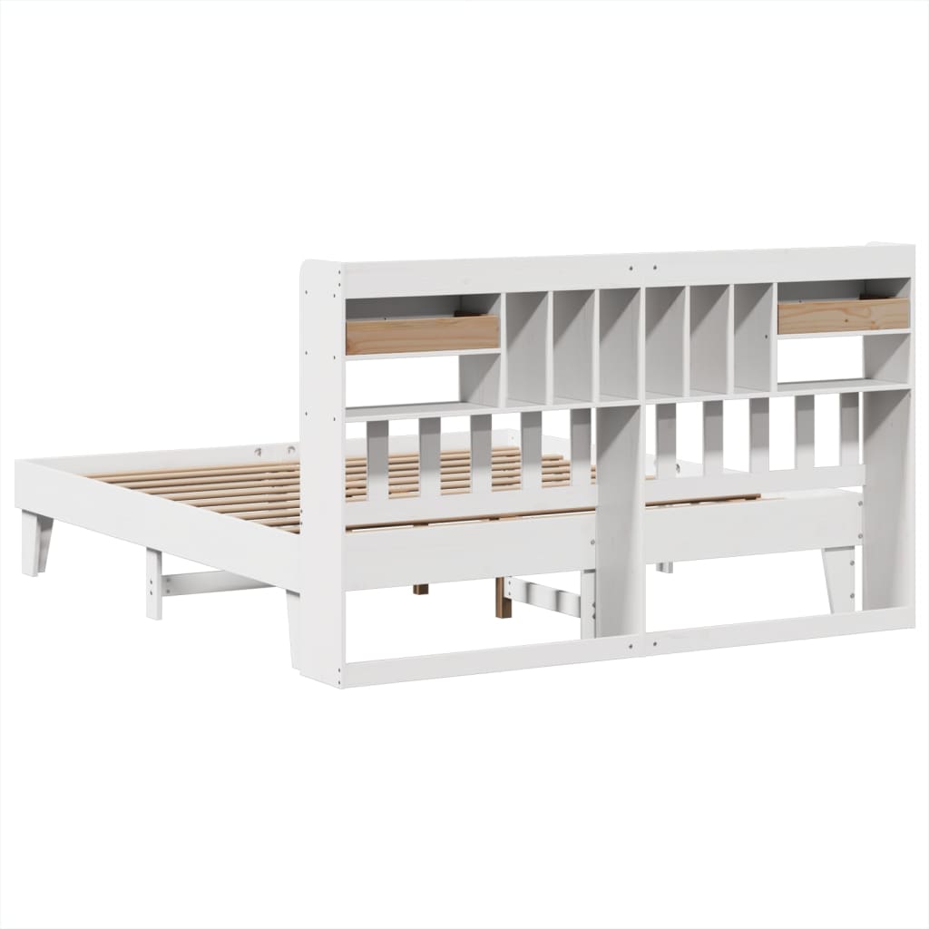 Cadre de lit sans matelas blanc 180x200 cm bois massif de pin - XIOS