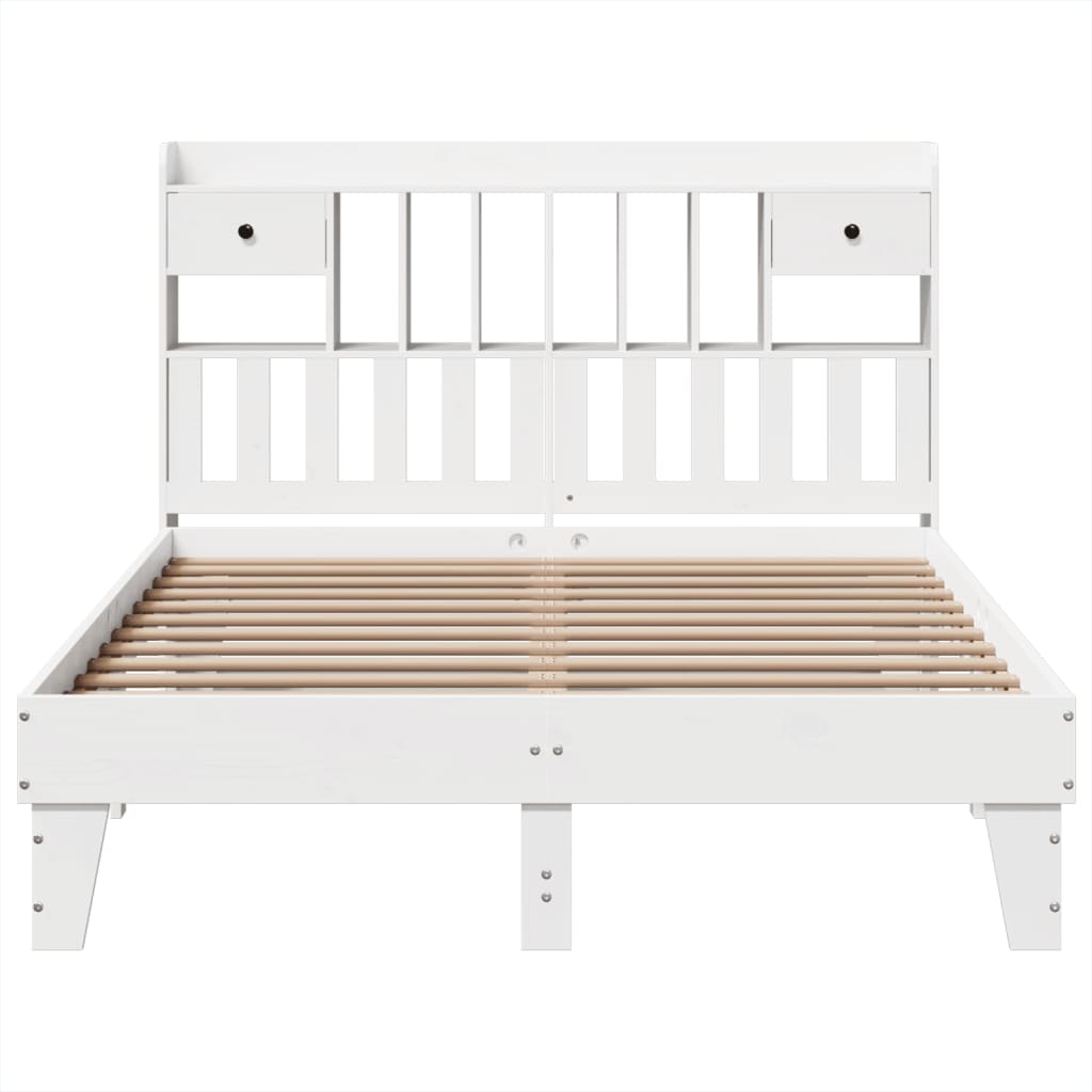 Cadre de lit sans matelas blanc 160x200 cm bois de pin massif - XIOS