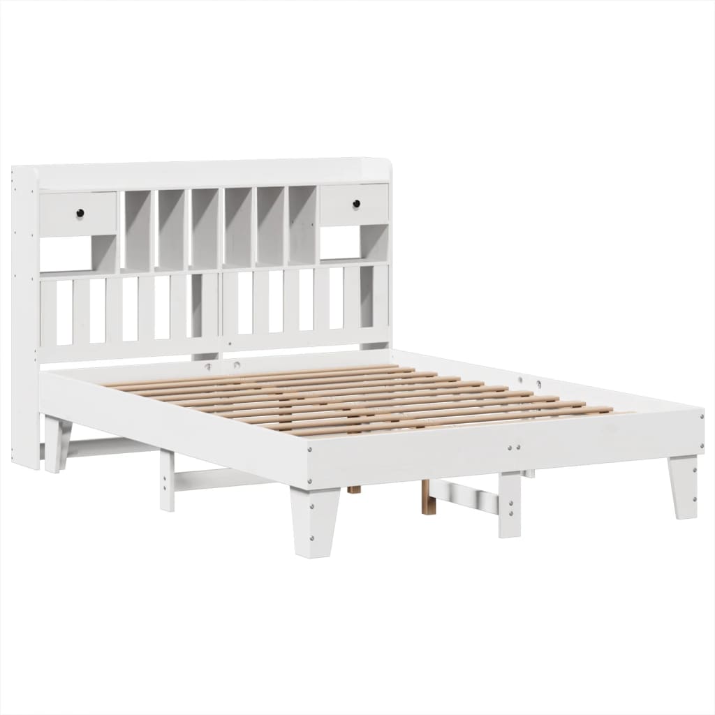 Cadre de lit sans matelas blanc 150x200 cm bois de pin massif - XIOS