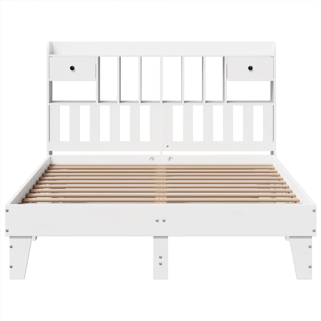 Cadre de lit sans matelas blanc 150x200 cm bois de pin massif - XIOS