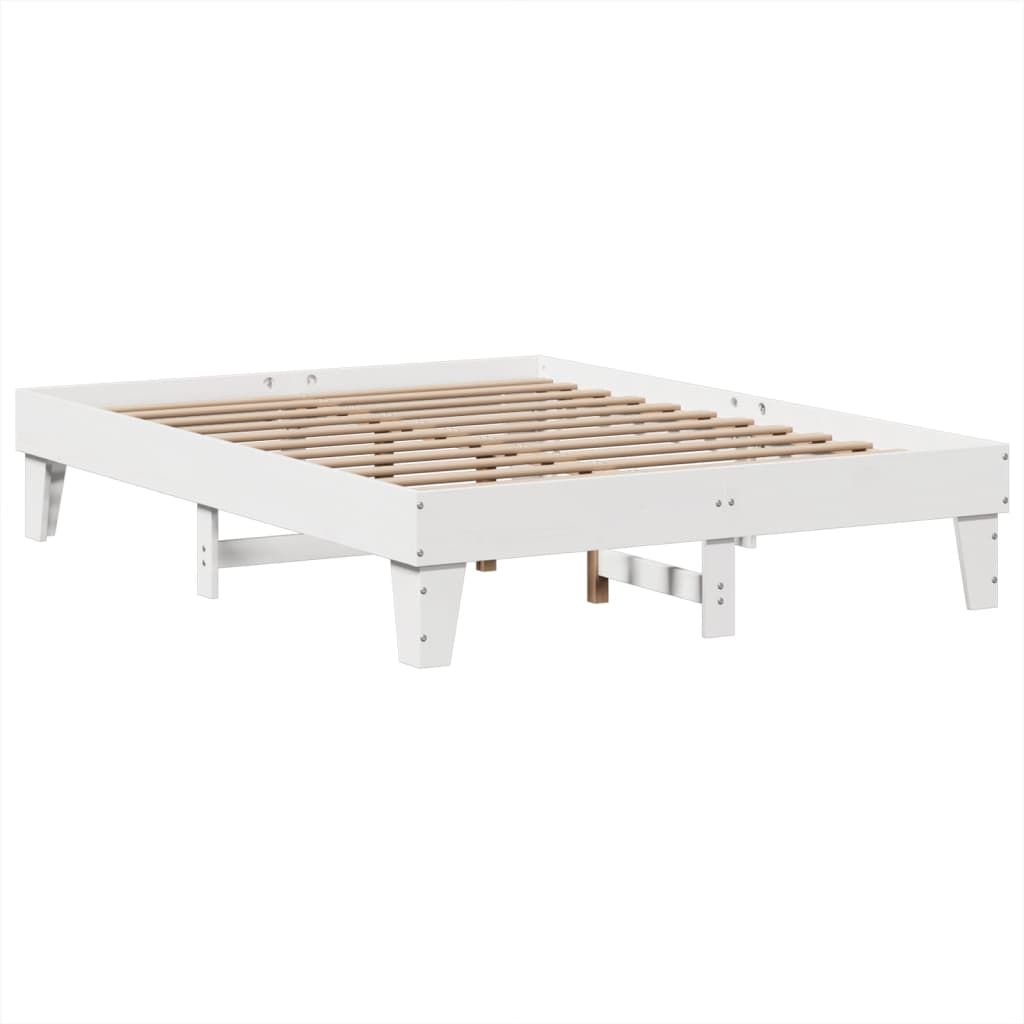 Cadre de lit sans matelas blanc 150x200 cm bois de pin massif - XIOS
