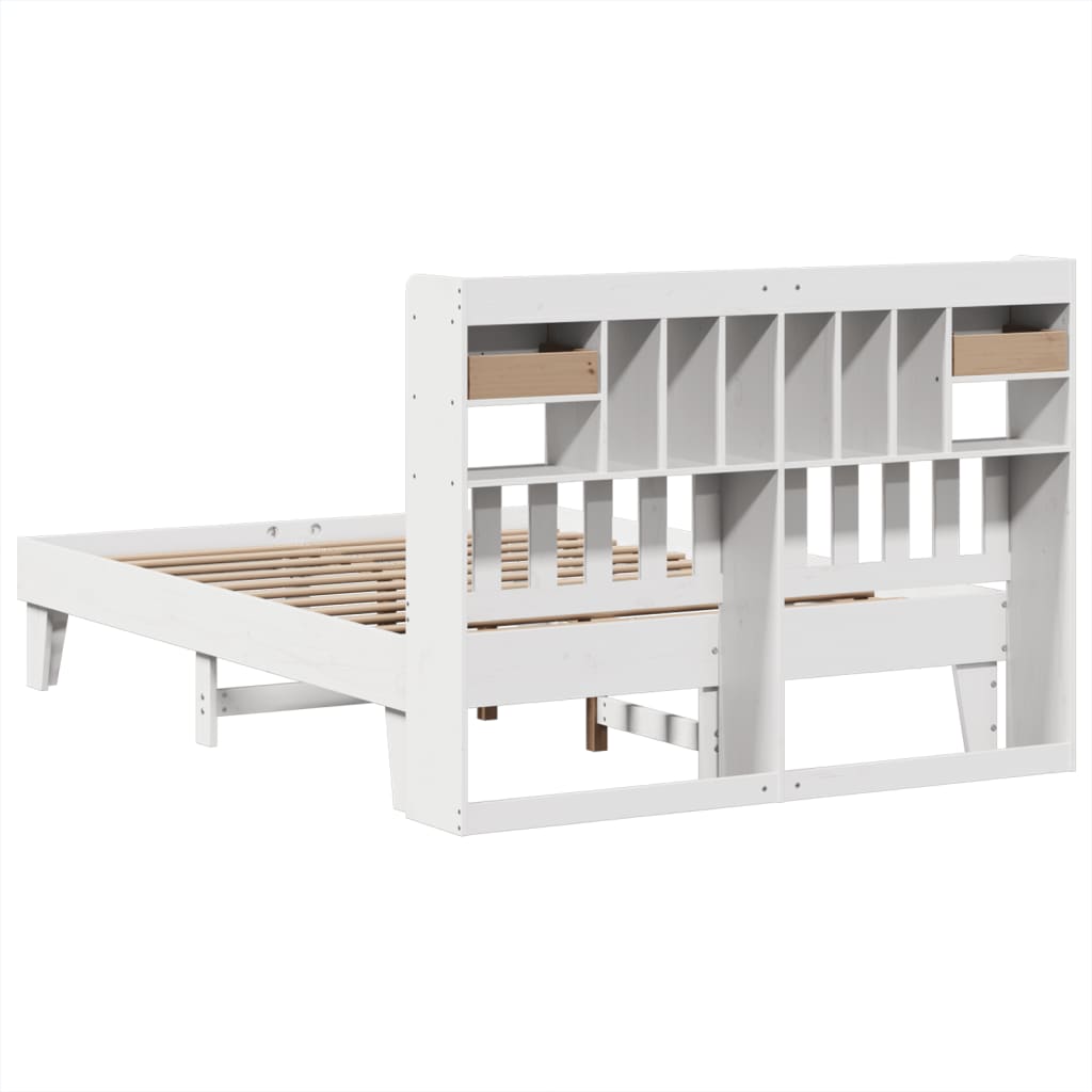 Cadre de lit sans matelas blanc 150x200 cm bois de pin massif - XIOS
