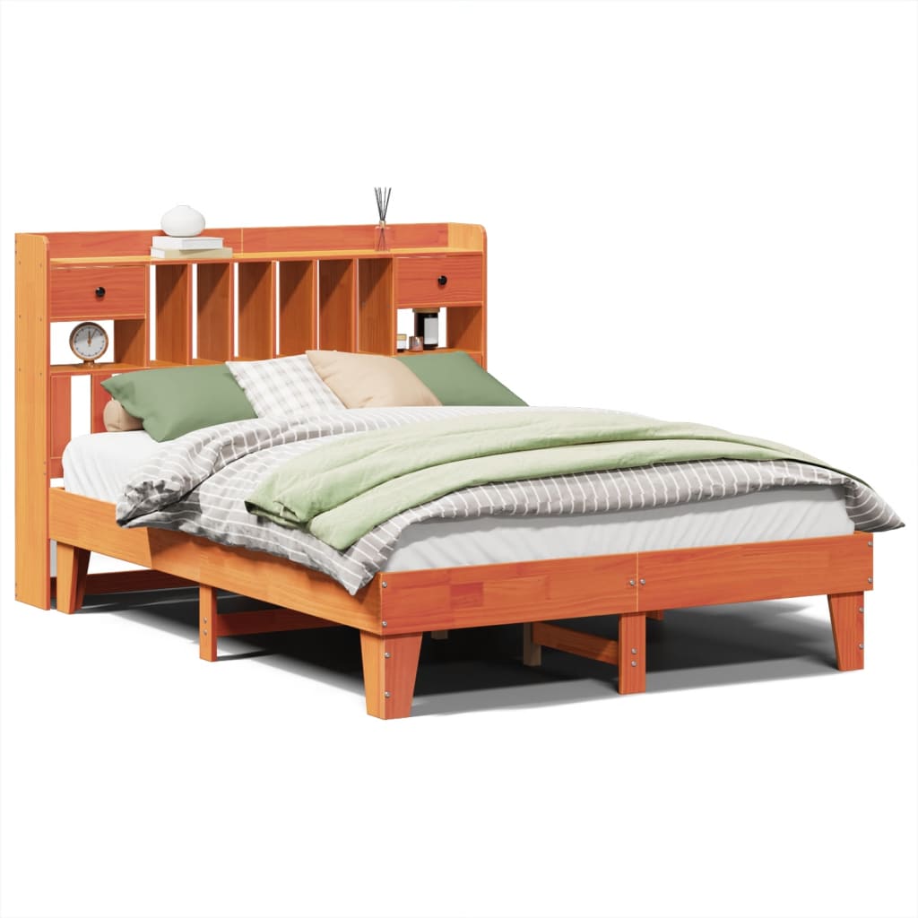 Cadre de lit sans matelas cire marron 150x200cm bois pin massif - XIOS
