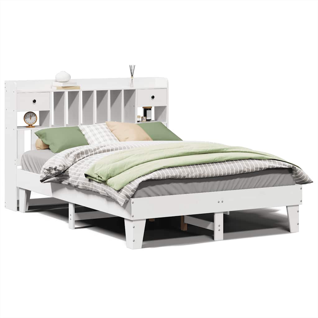 Cadre de lit sans matelas blanc 140x200 cm bois de pin massif - XIOS