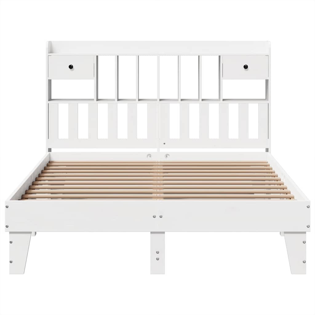 Cadre de lit sans matelas blanc 140x200 cm bois de pin massif - XIOS