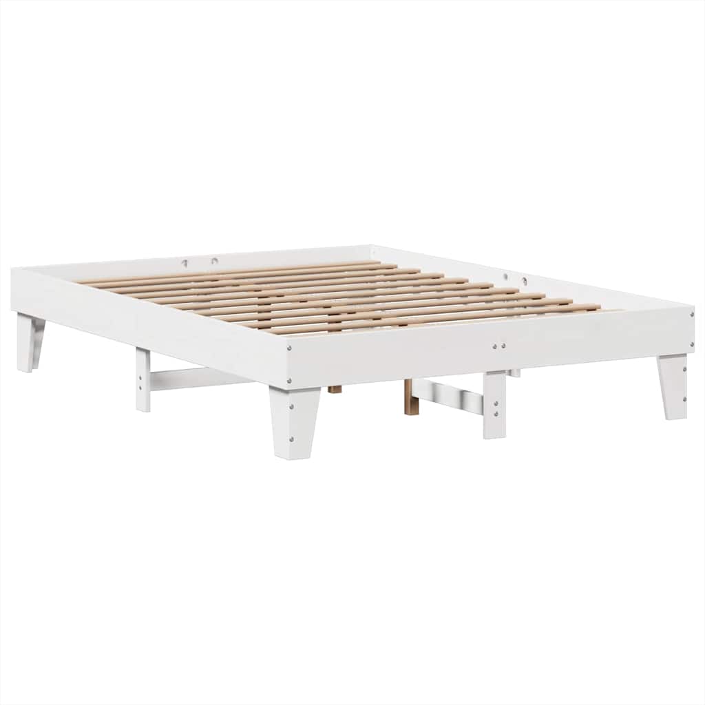 Cadre de lit sans matelas blanc 140x200 cm bois de pin massif - XIOS