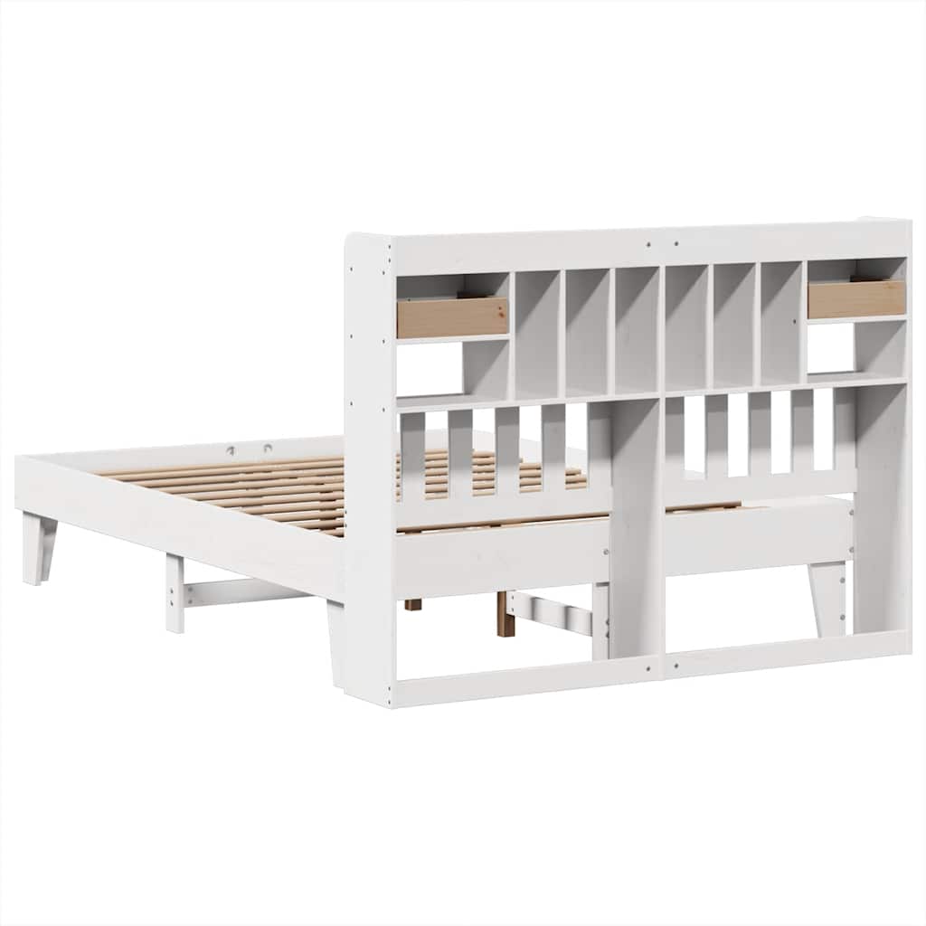 Cadre de lit sans matelas blanc 140x200 cm bois de pin massif - XIOS