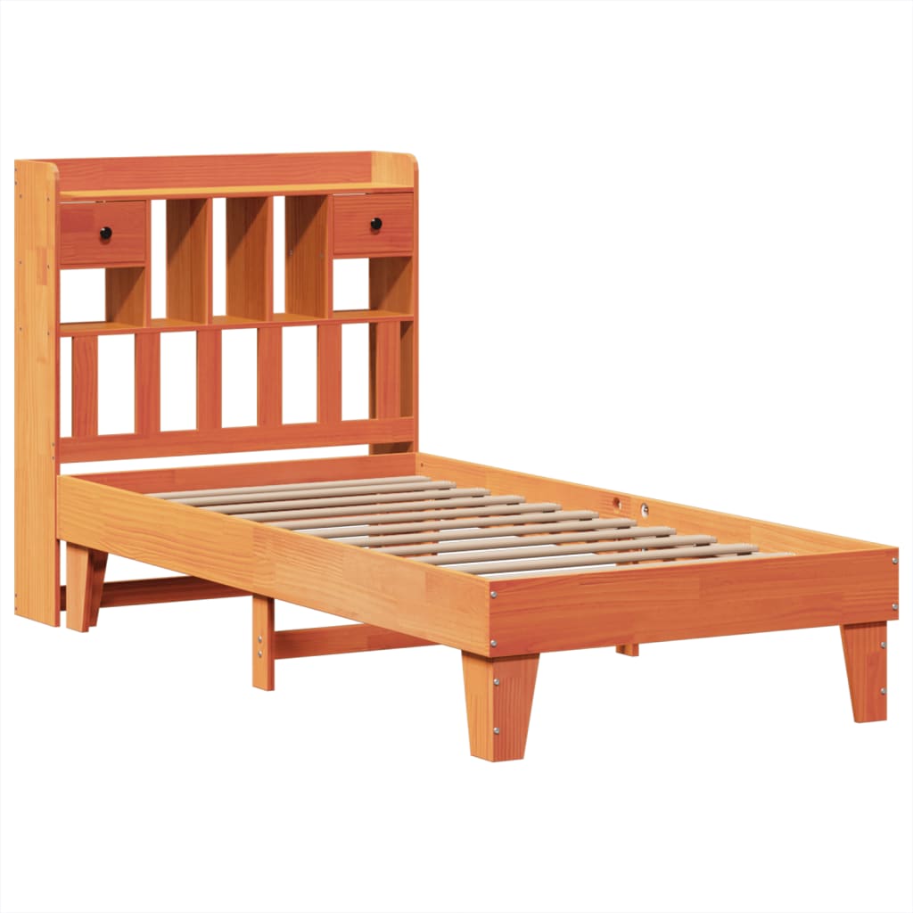 Cadre de lit sans matelas cire marron 100x200cm bois pin massif - XIOS