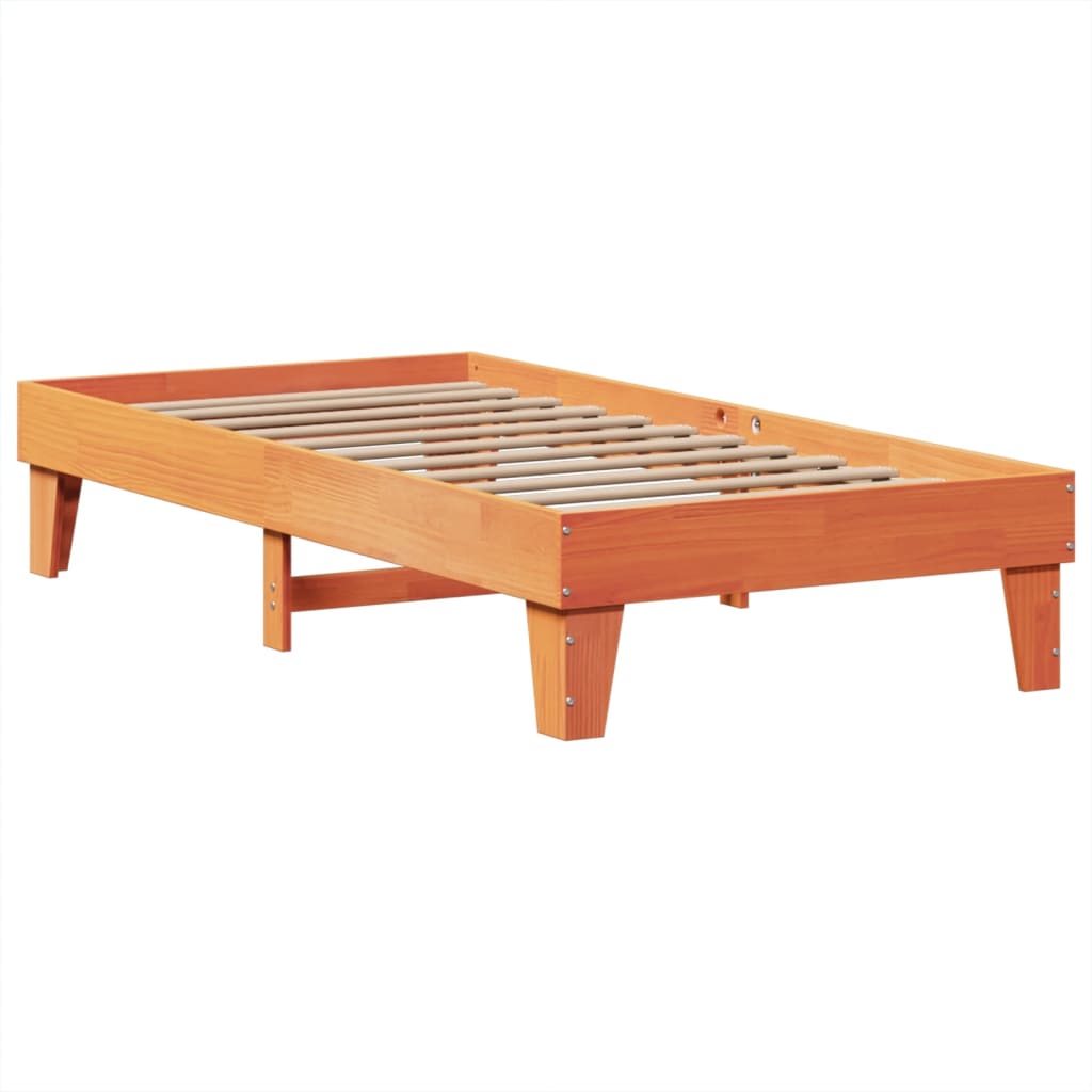 Cadre de lit sans matelas cire marron 100x200cm bois pin massif - XIOS