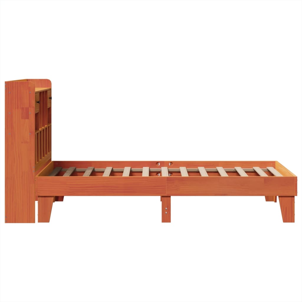 Cadre de lit sans matelas cire marron 100x200cm bois pin massif - XIOS