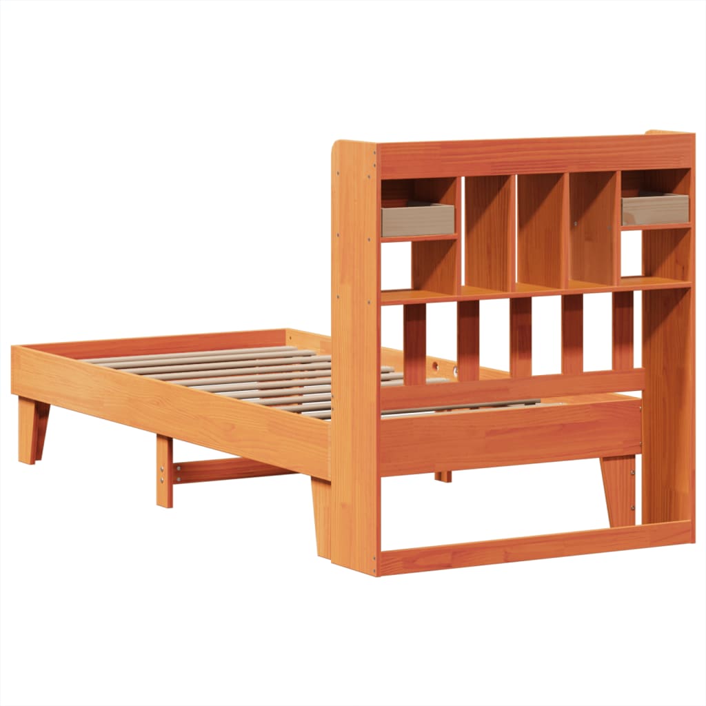 Cadre de lit sans matelas cire marron 100x200cm bois pin massif - XIOS